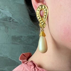 Vintage Pearl Drop Statement Earrings